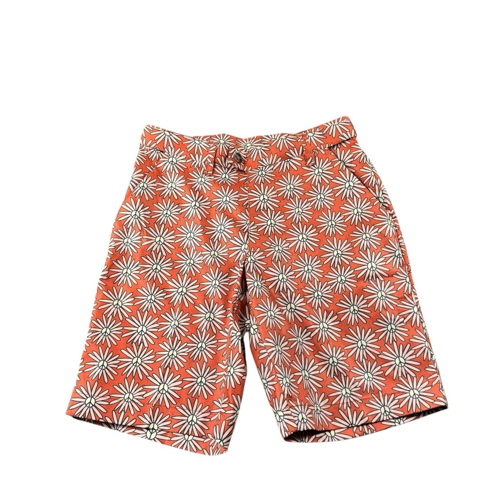 Loudmouth Golf Orange Floral Peace Polyester‎ Men's Golf Short Size 28 NWOT